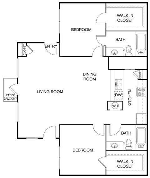 A black and white image of a house floor plan.